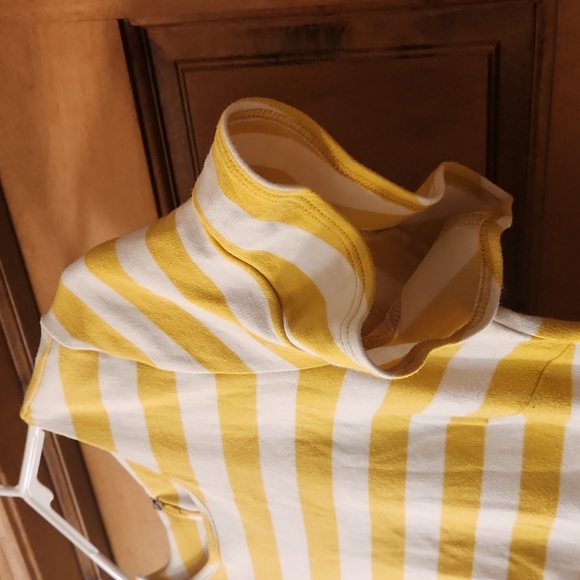 Old Navy short sleeve yellow and white stripe midi dress size medium - Picture 2 of 7